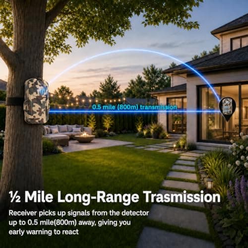 Camping Radar Security Alarm,Wireless Perimeter Alarm,Rechargeable Motion Sensor Trip Alarm,1/2 Mile Range,Waterproof System for Outdoor Security&Survival Gear-Updated Version(Desert Camo) - Thumbnail 3