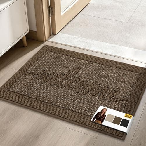 JSEI Door Mat 20"x 32",Absorbent Dirt Welcome Mat,Non-Slip Entryway Rugs Washable Indoor Entrance Mats,Low Profile Floor Mat for Entryway and Front Back Door,Brown - Image 1