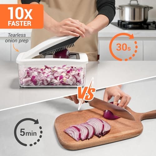 Sopito Vegetable Chopper Mandoline Slicer - Multifunctional Veggie Food Chopper With 6 Blades & Container, Heavy-Duty Vegetable Slicer and Cutter for Onion, Salad, and Food Preparation - Thumbnail 3