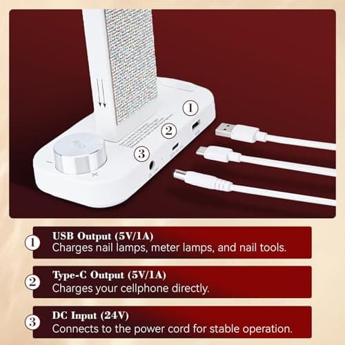 obcd 34in Nail Light for Desk Foldable Large Half Moon Lamp Suitable for Nail Tech Beauty Manicure Eyelash Extension Tattoo Eyebrows Crafts Stepless Brightness with 3 Color Modes Infinitely Knob - Thumbnail 6
