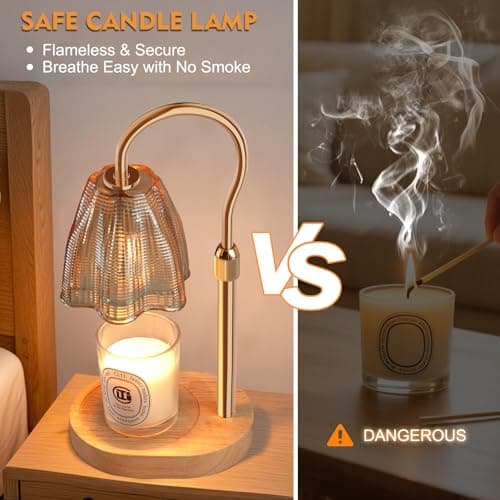 Honvinor Candle Warmer Lamp with Timer & Dimmer, Candle Warmer Height Adjustable, Fits All Jar Scented Candles, Candle Lamp with 3 Bulbs, Charming Gift Box with Ribbon for Gifting - Thumbnail 6