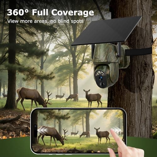 4G LTE Cellular Trail Cameras, Built-in SIM Card No WiFi Needed Solar Game Camera, Motion Activated, 2K 360°View Live Streaming, Color Night Vision, Remote Phone Access, IP65 Waterproof Trail Cam - Thumbnail 6