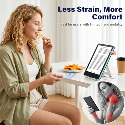 DATAFY [Case-Friendly] Page Turner for Kindle Paperwhite Oasis Kobo eReaders, Camera Camcorder Remote Controls, Page Turner Clicker for ipad Tablets Reading Novels with Wrist Strap Storage Bag - Thumbnail 4