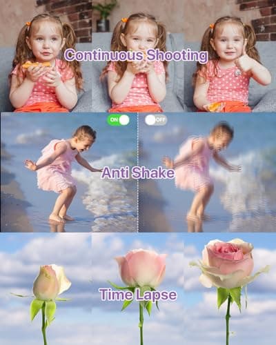Digital Camera for Kids, FHD 1080P 44MP Vlogging Camera (Purple Color Cameras Without Card), 16X Zoom Point and Shoot Kids Digital Camera Compact Portable Rechargeable Cameras for Kids -Purple - Thumbnail 3
