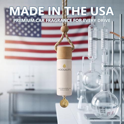 HOOGALIFE Car Air Freshener 2 Pack, Vanilla Musk Hanging Diffuser, 45+ Days Long Lasting Scent, Refillable Bottle, Odor Control for Auto Interior, Made in USA - Thumbnail 4