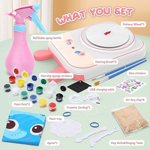 Skirfy Pottery Wheel for Kids Art Crafts Kits for Kids Ages 6-8 9-12 Clay Sculpting Tools & Painting Kit,Birthday Thanksgiving Christmas Gift Girls Toys 8-10,DIY Kits Clay Maker for Beginners - Thumbnail 3