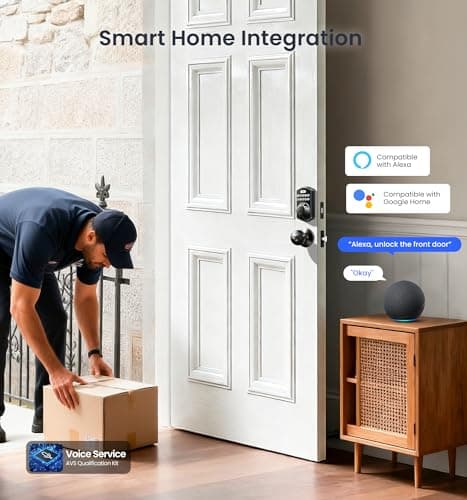 Veise VE012W-K Built-in WiFi Fingerprint Smart Lock with 2 Knobs, No Hub Needed, Remote APP Control, Keyless Entry Door Lock, Smart Deadbolt for Front Door, Auto Locking, Matte Black - Thumbnail 6