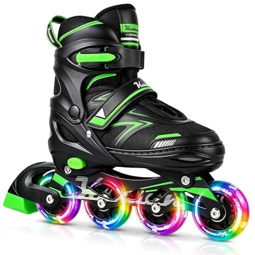Kuxuan Adjustable Illuminating Inline Skates for Kids Ages 5-8 8-12, Fun Beginner Roller Skates Blades with Full Light Up Wheels, Outdoor Skates for Boys Girls Youth Adult