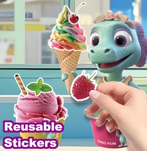 Dino Fun Cooking Sticker Book, Create & Play with 200+ Removable Food Stickers & 11 Playful Kitchen Scenes for Kids 3-6 - Thumbnail 4
