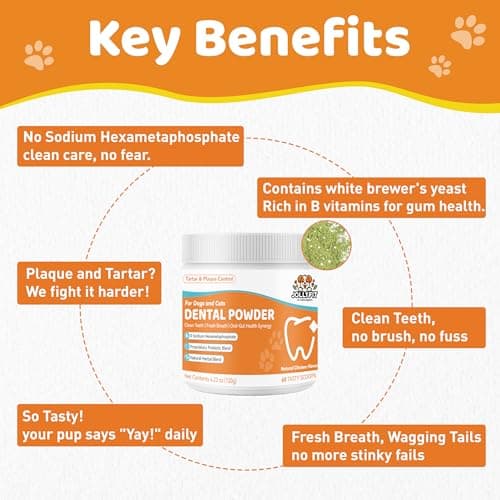 Dog Teeth Cleaning Powder - Natural Dog Dental Powder -Gentle Dog Breath Freshener, Dog Plaque and Tartar Remover, Vet Formulated No Sodium Hexametaphosphate- 60 Scoops, 4.23oz (120g) - Thumbnail 2