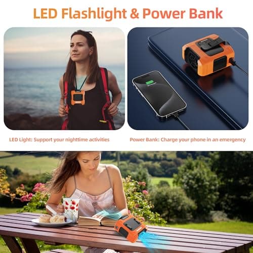AMKEN Waist Fan, 10000mAh Rechargeable Belt Clip Fan, 24H Runtime, 49ft/s Strong Airflow, 3-Speed 7-in-1 Hands-Free Wearable with LED SOS Warning Light for Jobsite, Warehouse, Camping, Outdoor Work - Thumbnail 5