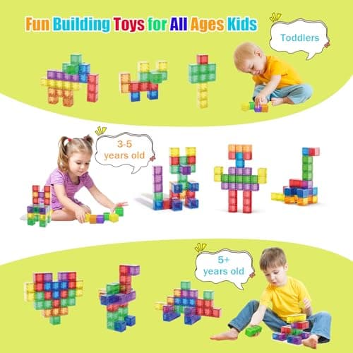 48PCS Magnetic Blocks - 1.38 inch Building Blocks for Toddlers, STEM Building Toy for Kids, Montessori Toys for 3 4 5 6+ Year Old, Magnet Sensory Travel Toys Christmas Birthday Gifts for Boys Girls - Thumbnail 6