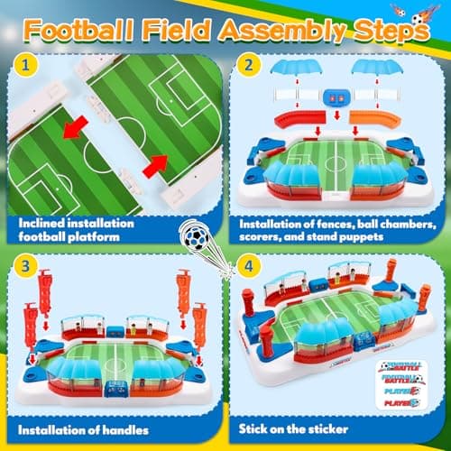 Soccer Board Game for Kids:Mini Foosball Table Game with 8 Figures&Shade Canopy for 3 4 5 6 7 8-12 Year Old Boys, Perfect Birthday Sports Gifts for Indoor Family Interaction & Parties & Birthday - Thumbnail 5