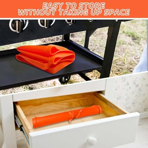 22" Silicone Griddle Mat Cover for Blackstone, Protect Your Blackstone from Dirt and Rust Throughout the Year, Waterproof and Insect-Proof Mattress Protector, Food Grade Silicone Grill Mat (Orange) - Thumbnail 6
