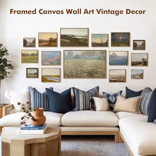DAJONART Vintage Floating Framed Wall Art for Kitchen Living Room Office Bathroom, Rustic Floral Landscape Canvas Prints French Countryside, Antique Framed Christmas Wall Decor Gift for Women, 36x24 - Thumbnail 5