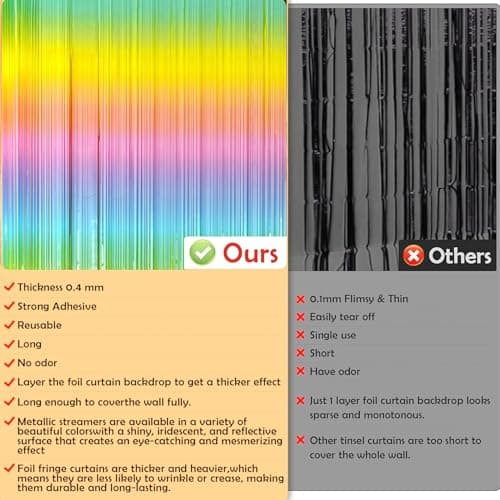 Easter Decorations - Rainbow Tinsel Streamers Backdrop Banner | Easter Party Favors Supplies Indoor Outdoor - Spring Birthday Decor Party Accessories for Wall Door - Thumbnail 3