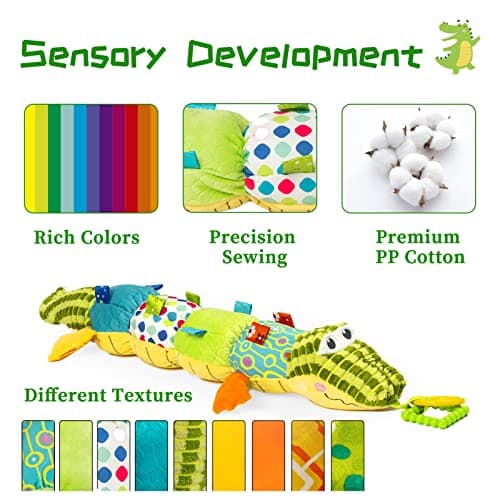 Jollybaby Baby Toys, Tummy Time Baby Toys 6-12 Month with Rattles, Crinkle, Newborn Musical Toy for Infant 0 3 6 9 12 Months Boys & Girls-Alligator - Thumbnail 3