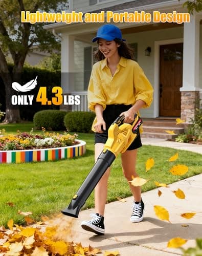 Leaf Blower Cordless with Battery and Charger, 500CFM, 6 Speed Modes, Electric Leaf Blower Compatible with Dewalt 20V Battery & Tools, Blowers for Lawn Care, Snow, Dust, Blowing Leaves - Thumbnail 6