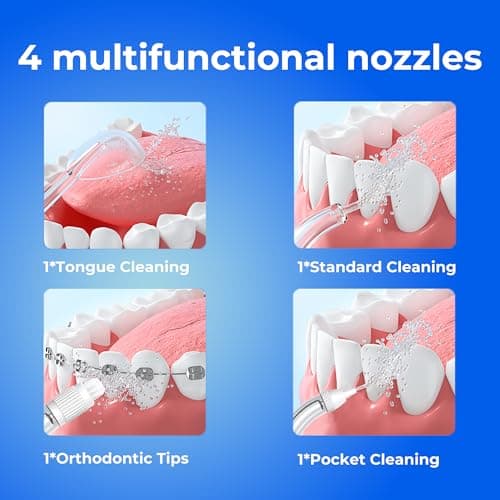 Operan 300ml Cordless Water Dental Flosser, Portable Water Flossers for Teeth, 4 Pulse Modes IPX7 Waterproof Oral Irrigator with 4 Tips, 21 Days Runtime for Travel, Home, Braces, Gum Care, Black+1Pack - Thumbnail 4