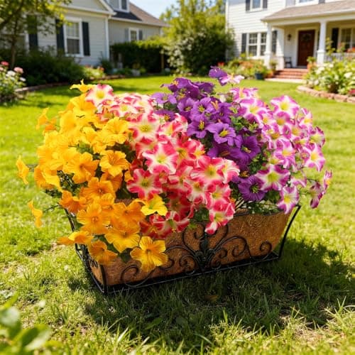 UJROQI Artificial Flowers for Outdoors Fake Plants Outside, 16 Bundles Silk Morning Glory with Eucalyptus, UV Resistant Realistic Faux Flowers for Planters Porch Patio Garden Balcony Decor (4 Color) - Image 1