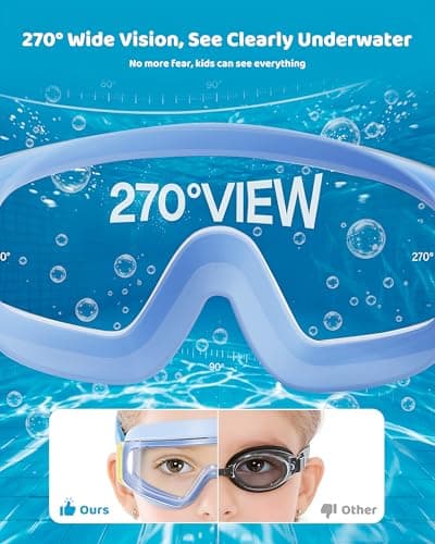 Aegend Kids Swim Goggles 2 Pack – Large Frame Anti Fog Soft Silicone Leak Proof UV Protection for Boys Girls Age 3-15 - Thumbnail 2