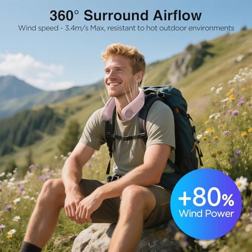Hotsales Neck Fan, Hands Free Bladeless Neck Fans Portable Rechargeable, 6000 mAh Battery Operated Wearable Personal Fan, Cooling Neck Fan, 3 Speeds, USB Fan Gifts for Men, Women, Travel, Outdoor - Thumbnail 5