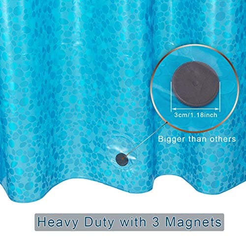 Bostofy Waterproof Shower Curtain Liner 8G EVA Thick Shower Curtain with Heavy Duty 3 Bottom Magnets, Shower Liner for Shower Stall, Bathtubs, 3D Pebble Pattern, 72 x 72,12 Hooks - Thumbnail 3