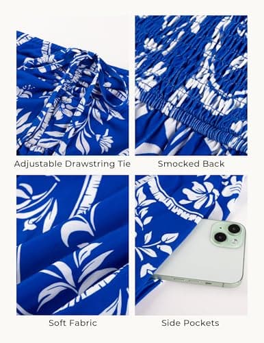 GRACE KARIN Summer Maxi Dresses for Women 2026 Floral Strapless Tube Top Boho Dress Flowy Beach Vacation Clothes with Pockets Blue 2XL - Thumbnail 5