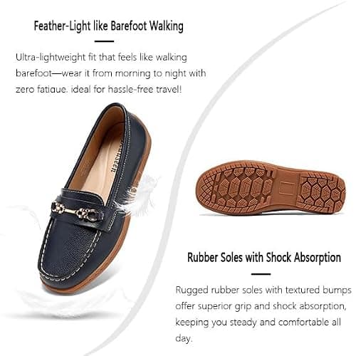 BEAUSEEN Women's Comfortable Penny Loafer with Classic Comfortable Work Flat Shoes for Casual Dressy Business Blue,6.5 US - Thumbnail 6