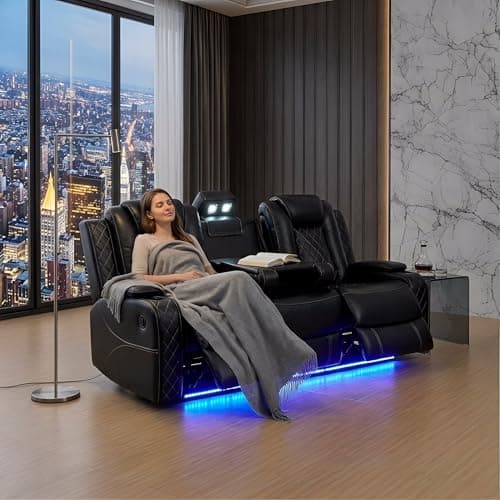 Max Power Recliner Living Room Set with LED for Living Room, Dormitory, Guest House, Playroom, Airbnb,Apartment - Thumbnail 4