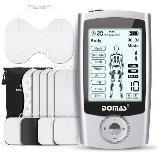 DOMAS TENS Unit with 4"x6" Butterfly Pad for Lower Back Pain Relief, 8 Guided Body Programs, USB-C Rechargeable, Dual Channel - Image 1