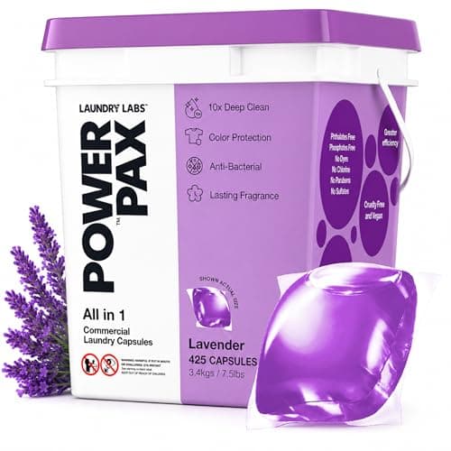 PowerPax Power Pellets Laundry Detergent Capsules, Lavender, 425 Count – Stain Remover, Odor Eliminator, Color Protection and Fabric Softener for Everyday Laundry Cleaning - Image 1