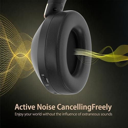 EAORUL Active Noise Cancelling Headphones, 100H Playtime Headphones Wireless Bluetooth, Bluetooth Headphone with Mic, Over Ear Wireless Headphone with Deep Bass,Fast Charging for Travel - Thumbnail 2