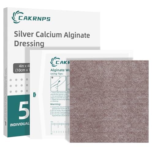 Silver Calcium Alginate Wound Dressing 4"x4" Sterile Highly Absorbent Pads with Silver, Non-Stick Alginate Gauze for Wounds Care, Painless Removal, 5 Individually Wrapped Dressings - Image 1