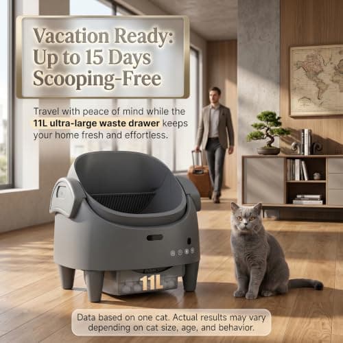 Automatic Cat Litter Box, Self-Cleaning Litter Box with Open-Top Design, 15-Layer Safety Protection System & Smart App Control, Electric Cat Litter Box with Adjustable Entry Height & Odor Control - Thumbnail 6