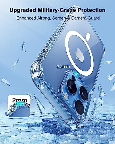 Siaincsy for iPhone 13 Pro Clear Case (Compatible with MagSafe) with Card Holder, Magnetic Wallet Holds 3 Cards, Anti-Yellowing & MIL-Grade Protective Slim Clear Phone Case & Blue Wallet Combo - Thumbnail 6