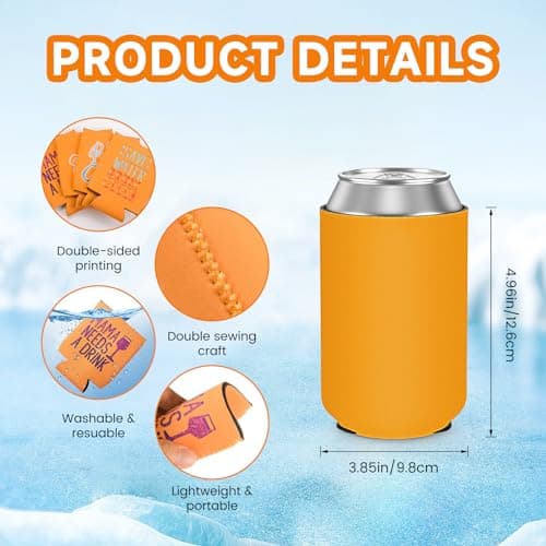 Custom Neoprene Can Cooler Sleeves 2 Pack Bulk Drink Insulated Beer Can Coolers Personalized Logo Image Text Collapsible Can Sleeves for Weddings, Parties, Mother’s Day, Father’s Day - Thumbnail 2