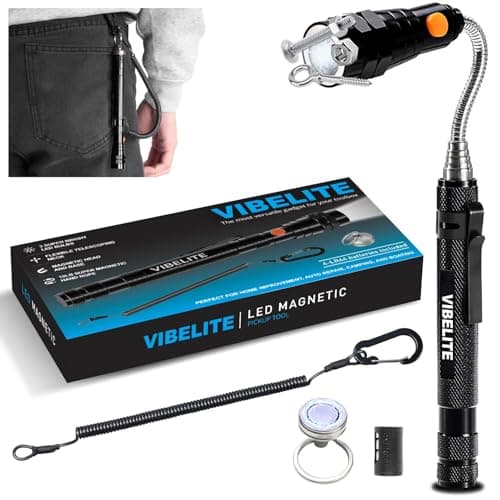 Magnetic Flashlight with Tool Magnetic Lanyard & Telescoping Magnet