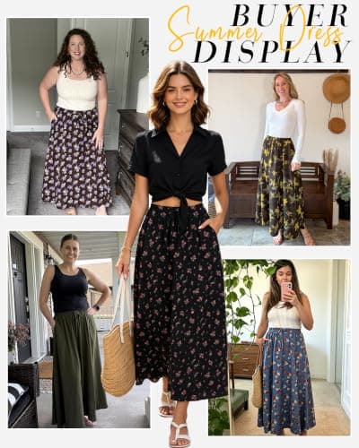 MOLERANI Women's Summer Maxi Skirt A-Line High Waist with Pockets,AG,XL - Thumbnail 6