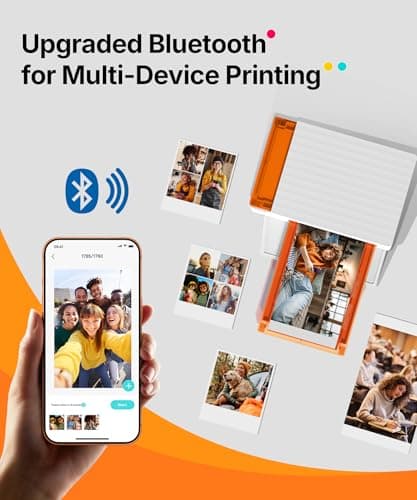 Liene Amber M110 Bluetooth Photo Printer 80 Sheets, Portable Photo Printer for iPhone, Thermal Dye Sublimation, Picture Printer 60 Sheets 4x6 Paper & 20 Sheets 3" Square Sticker Paper & 2 Cartridges - Thumbnail 3