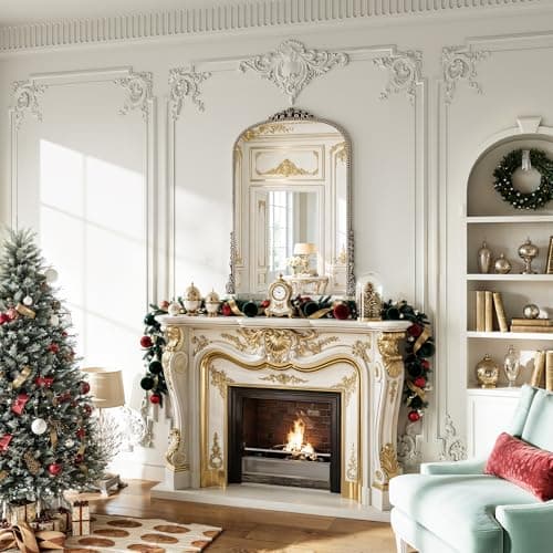 Large Bronze Vintage Mirror: 40"x29" Matt Silver Antique Wall Mounted Mirror - Baroque Traditional Ornate for Wall/Mantel/Entryway/Hallway - Home Decor for Living Room (Upgrade Tempered Glass) - Thumbnail 3