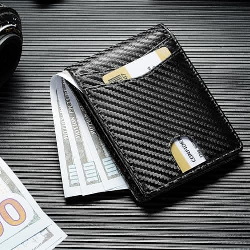 furid Leather Wallet Compatible with Airtag: Slim Air Tag Wallet for Men RFID Blocking, Bifold, Front Pocket, Minimalist Card Holder - Thumbnail 2