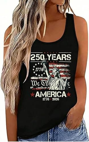 250 Anniversary USA Tank Top - 250th American Flag Shirts Statue of Liberty Sleeveless Tees 4th of July Outfits - Image 1