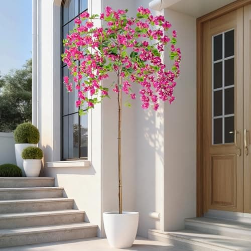 Erimda 7.2FT Artificial Bougainvillea Tree Artificial Tree Tall Potted Fake Bougainvillea Trees for Outdoor Indoor Lifelike Potted Faux Plants with Wood Trunk and Flowers Office Wedding Home Decor - Thumbnail 4