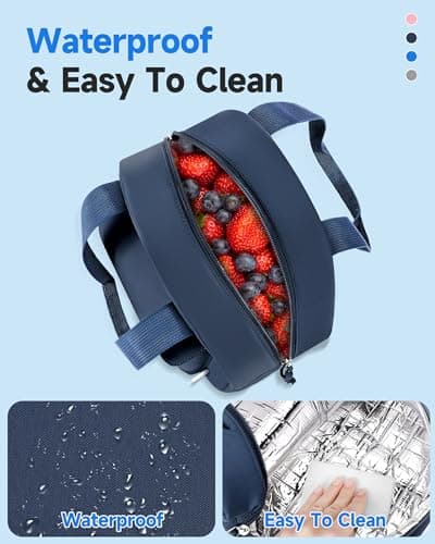 HowFly Lunch Box for Women Men Insulated Lunch Bag Cute Resuable Leakproof Lunch Box Portable Thermal Meal Cooler Bags for Work Picnic Travel Office Navy Blue - Thumbnail 5