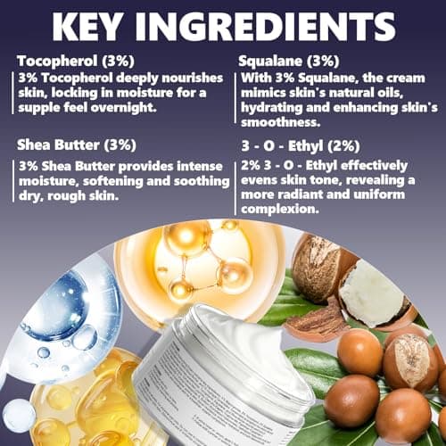 DEBAIY Night Cream Moisturizer Face with 3% Tocopherol, 3% Shea Butter, 2% Vitamin C, Boosts Skin Barrier for All Skin Types (3.53oz/100g) - Thumbnail 3