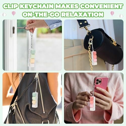 Keyboard Fidget Toy for Adults 2 PCS Slient & Clicky Fidget Keyboard Keychain Clicker Sensory Toys for Anxiety Stress Relief (Pink&Green, 2P-4 in 1) - Thumbnail 6