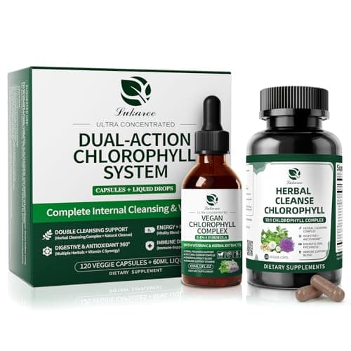 Lukaree Chlorophyll Liquid Drops & Capsules Combo, Dual Action Support for Cleansing, Energy & Oral Freshness, Immune Support, Internal Deodorant, Skin & Gut Health, Vegan, Sugar-Free, 2Oz + 120 Caps - Image 1