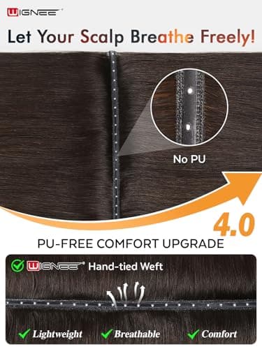 WIGNEE OVO Brown Hair Extensions – 20 Inch, 100% Remy Human Hair, Dual Hand-Tied Double Invisible Weft, Micro Beaded Sew-In, Glueless, Seamless Soft Silky Hair Extensions - Thumbnail 2