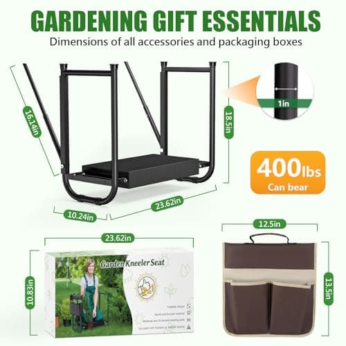 seasky Foldable Garden Kneeler and Seat, Anti-Tipping Gardening Bench Widened Thick Soft Kneeling Pad, Heavy Duty Gardening Stool with Tool Bag,Gardening Gift for Women - Thumbnail 2